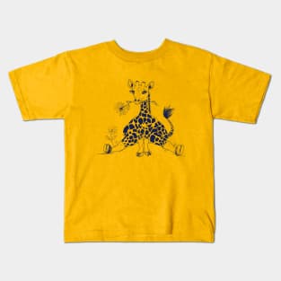 Cute Baby Giraffe with Flower in Mouth Kids T-Shirt